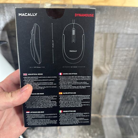 Macally 3 Button Optical USB Wired Mouse for Mac and PC Sealed - Picture 6 of 9